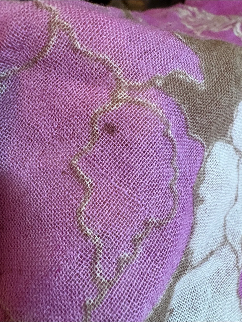 Unbranded Magenta and Olive Floral Wool/Silk Wrap scarf